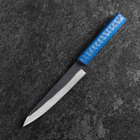 Petty Blue Steel #1 Stainless Clad Kurouchi Blue Urushi Handle 150mm (5.9”)-[Musashi]-[Japanese-Kitchen-Knives]