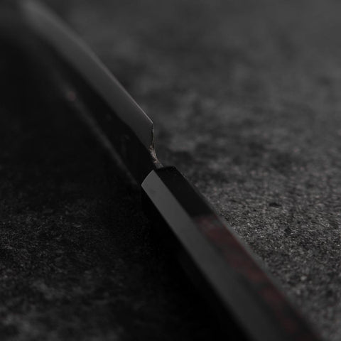 Petty Blue Steel #1 Stainless Clad Kurouchi Buffalo Ebony Handle 150mm (5.9”)-[Musashi]-[Japanese-Kitchen-Knives]
