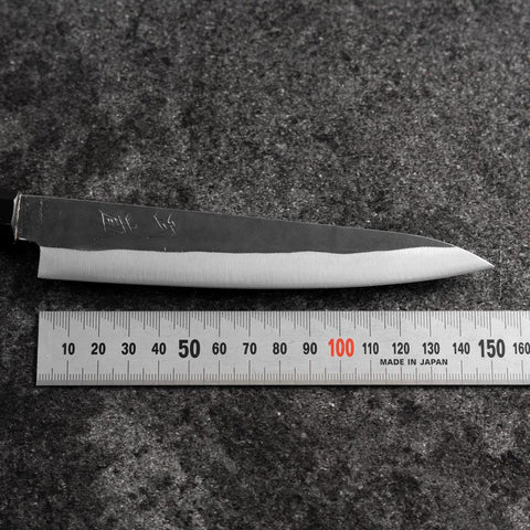 Petty Blue Steel #1 Stainless Clad Kurouchi Buffalo Ebony Handle 150mm (5.9”)-[Musashi]-[Japanese-Kitchen-Knives]