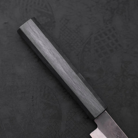 Petty Blue Steel #1 Stainless Clad Kurouchi Dark Blue Urushi Handle 150mm (5.9”)-[Musashi]-[Japanese-Kitchen-Knives]