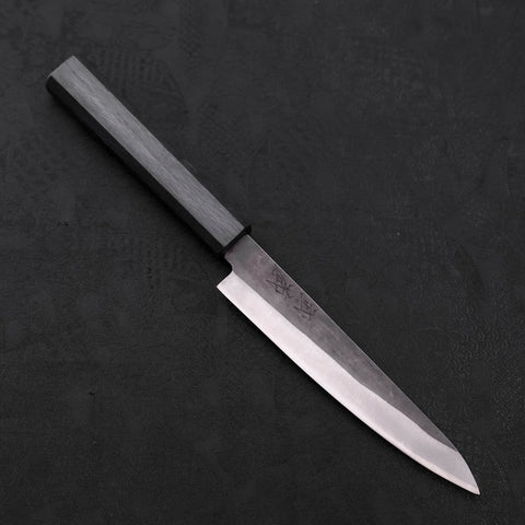 Petty Blue Steel #1 Stainless Clad Kurouchi Dark Blue Urushi Handle 150mm (5.9”)-[Musashi]-[Japanese-Kitchen-Knives]