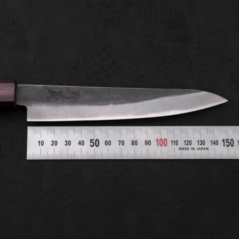 Petty Blue Steel #1 Stainless Clad Kurouchi Purple Urushi Handle 150mm (5.9”)-[Musashi]-[Japanese-Kitchen-Knives]
