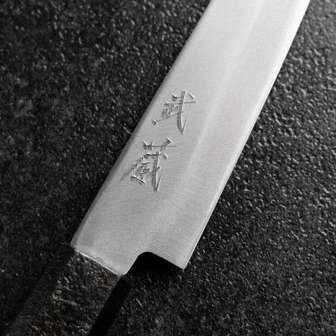 Petty Blue Steel #1 Stainless Clad Polished Black Urushi Handle 150mm (5.9”)-[Musashi]-[Japanese-Kitchen-Knives]