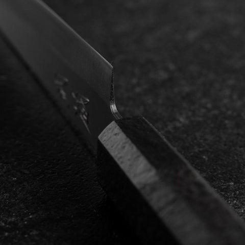 Petty Blue Steel #1 Stainless Clad Polished Black Urushi Handle 150mm (5.9”)-[Musashi]-[Japanese-Kitchen-Knives]