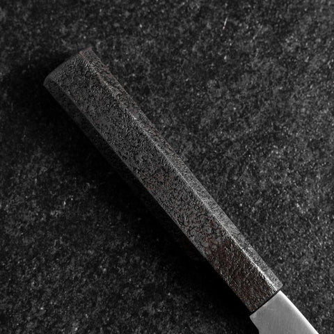 Petty Blue Steel #1 Stainless Clad Polished Black Urushi Handle 150mm (5.9”)-[Musashi]-[Japanese-Kitchen-Knives]