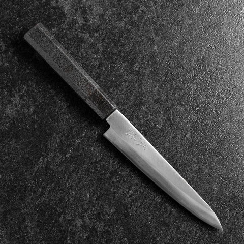 Petty Blue Steel #1 Stainless Clad Polished Black Urushi Handle 150mm (5.9”)-[Musashi]-[Japanese-Kitchen-Knives]