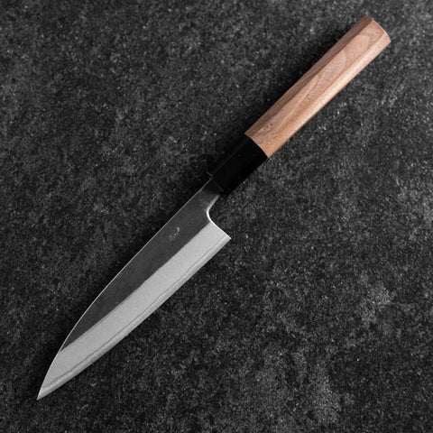 Petty Blue Steel #2 Kurouchi Buffalo Walnut Handle 135mm (5.3”)-[Musashi]-[Japanese-Kitchen-Knives]