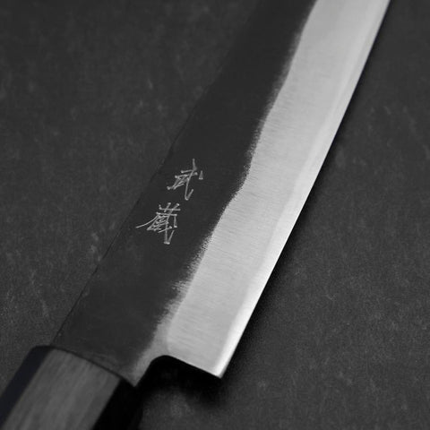 Petty Blue Steel #2 Kurouchi Dark Blue Urushi Handle 150mm (5.9”)-[Musashi]-[Japanese-Kitchen-Knives]