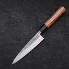 Petty Blue Steel #2 Nashiji Stainless Clad Buffalo Teak Handle 135mm (5.3”)-[Musashi]-[Japanese-Kitchen-Knives]