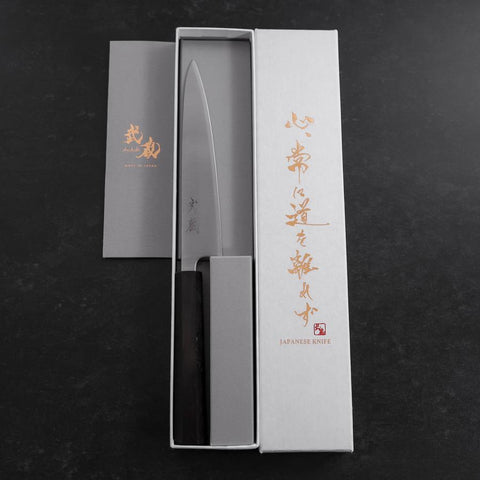 Petty Blue Super Polished Ebony Handle 150mm (5.9”)-[Musashi]-[Japanese-Kitchen-Knives]