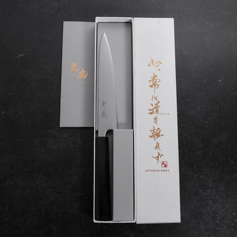 Petty Blue Super Polished Ebony Handle 150mm (5.9”)-[Musashi]-[Japanese-Kitchen-Knives]