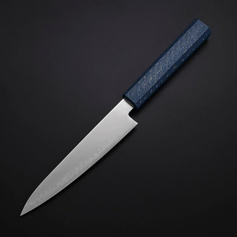 Petty Chromax Polished Blue Urushi Handle 150mm (5.9”)-[Musashi]-[Japanese-Kitchen-Knives]