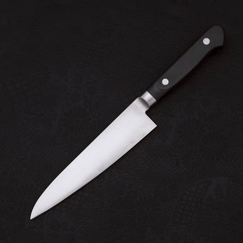 Petty Knife AUS-8 Polished Western Black Handle 120mm (4.7”)-[Musashi]-[Japanese-Kitchen-Knives]