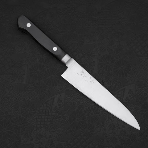 Petty Knife AUS-8 Polished Western Black Handle 120mm (4.7”)-[Musashi]-[Japanese-Kitchen-Knives]