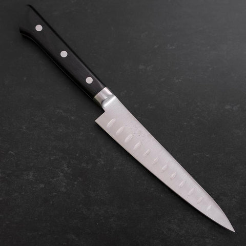 Petty Molybdenum Polished Dimples Western Black Handle 150mm (5.9”)-[Musashi]-[Japanese-Kitchen-Knives]