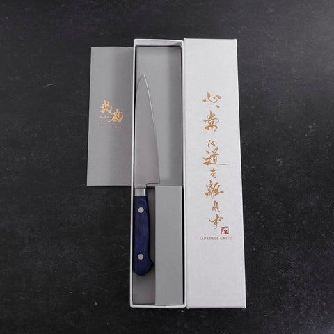 Petty Molybdenum Polished Western Blue Handle 120mm (4.7”)-[Musashi]-[Japanese-Kitchen-Knives]