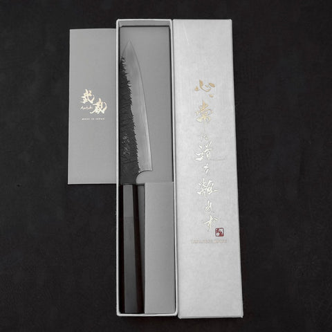Petty SG-2 Kurouchi Tsuchime Buffalo Ebony Handle 150mm (5.9”)-[Musashi]-[Japanese-Kitchen-Knives]