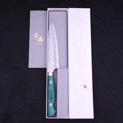Petty SG-2 Tsuchime Turquoise Green Handle 150mm (5.9”)-[Musashi]-[Japanese-Kitchen-Knives]