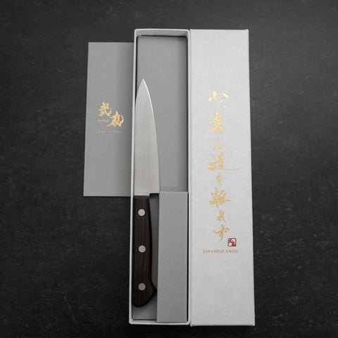 Petty SK Steel Polished Western Rosewood Brown Handle 120mm (4.7”)-[Musashi]-[Japanese-Kitchen-Knives]