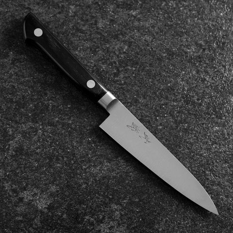 Petty SKD12 Polished Western Black Handle 120mm (4.7”)-[Musashi]-[Japanese-Kitchen-Knives]