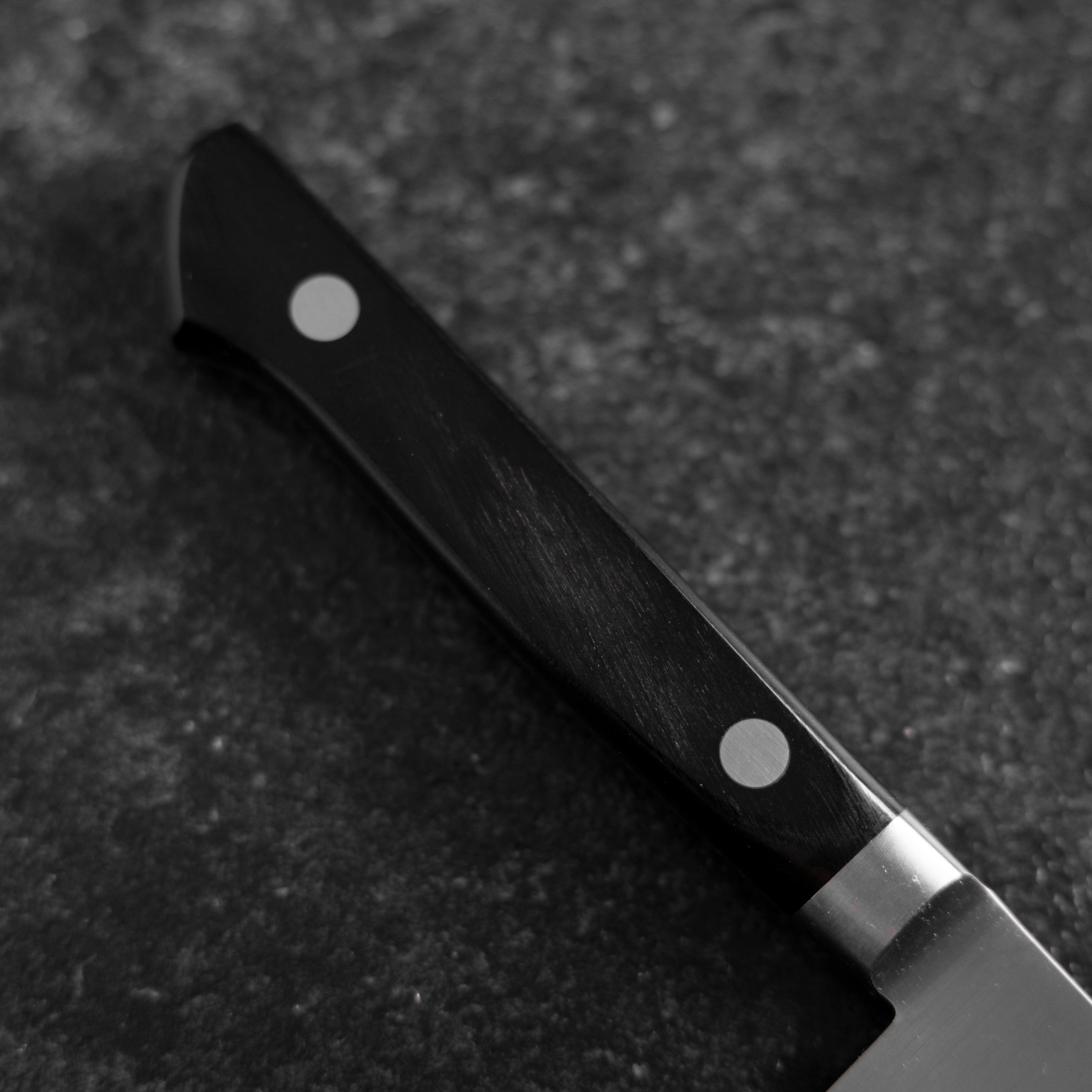 Petty SKD12 Polished Western Black Handle 150mm (5.9”)-[Musashi]-[Japanese-Kitchen-Knives]