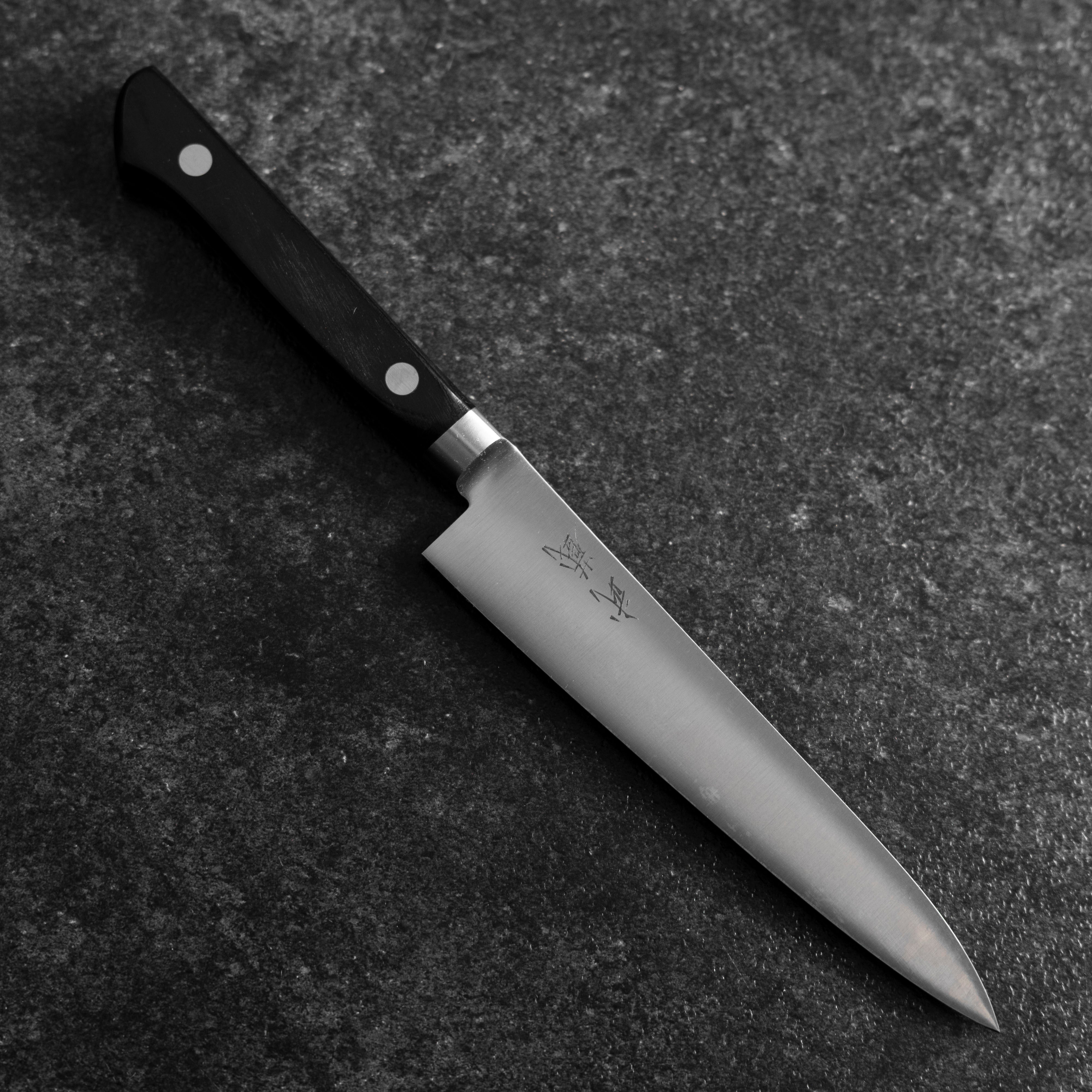Petty SKD12 Polished Western Black Handle 150mm (5.9”)-[Musashi]-[Japanese-Kitchen-Knives]