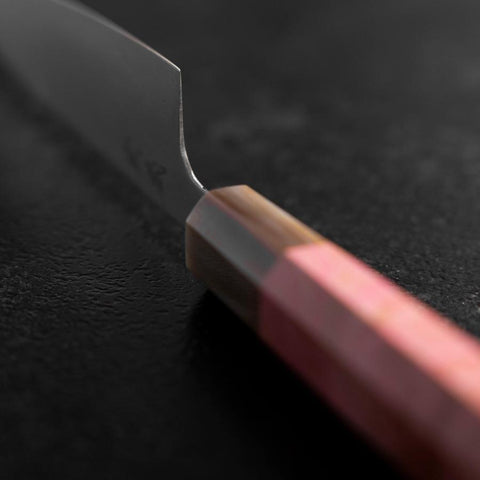 Petty SLD Mirror Buffalo Dark Pink Maple Handle 130mm (5.1”)-[Musashi]-[Japanese-Kitchen-Knives]