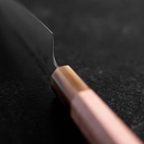 Petty SLD Mirror Buffalo Light Pink Maple Handle 130mm (5.1”)-[Musashi]-[Japanese-Kitchen-Knives]