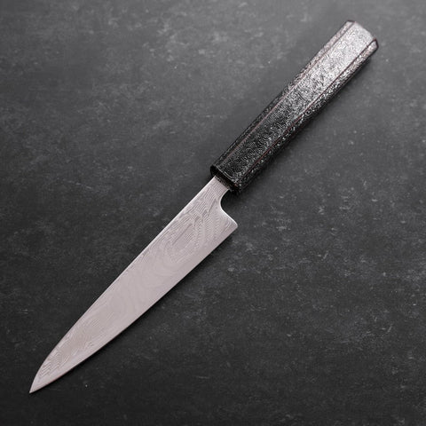Petty SLD Wave Nickel Damascus Silver Pattern Urushi Handle 135mm (5.3”)-[Musashi]-[Japanese-Kitchen-Knives]