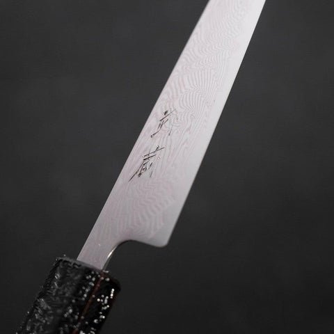 Petty SLD Wave Nickel Damascus Silver Pattern Urushi Handle 135mm (5.3”)-[Musashi]-[Japanese-Kitchen-Knives]