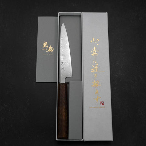 Petty SLD Wave Nickel Damascus Sumi Urushi Handle 135mm (5.3”)-[Musashi]-[Japanese-Kitchen-Knives]
