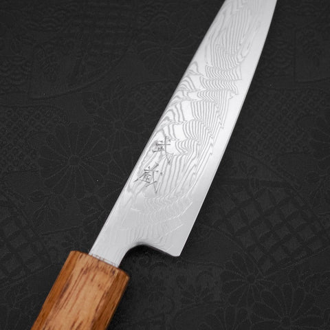 Petty SLD Wave Nickel Damascus Yaki Urushi Handle 135mm (5.3”)-[Musashi]-[Japanese-Kitchen-Knives]