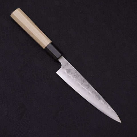Petty Silver Steel #3 Nashiji Buffalo Magnolia Handle 135mm (5.3”)-[Musashi]-[Japanese-Kitchen-Knives]