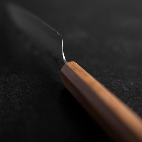 Petty Silver Steel #3 Nashiji Olive Handle 130mm (5.1”)-[Musashi]-[Japanese-Kitchen-Knives]