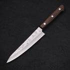 Petty Silver Steel #3 Nashiji Western Brown Handle 135mm (5.3”)-[Musashi]-[Japanese-Kitchen-Knives]
