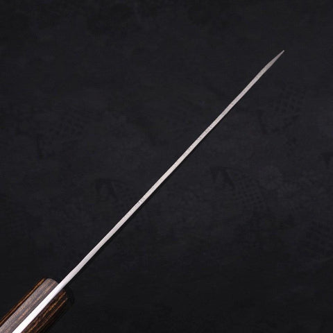 Petty Silver Steel #3 Nashiji Western Brown Handle 135mm (5.3”)-[Musashi]-[Japanese-Kitchen-Knives]