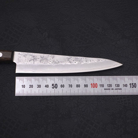 Petty Silver Steel #3 Nashiji Western Brown Handle 135mm (5.3”)-[Musashi]-[Japanese-Kitchen-Knives]