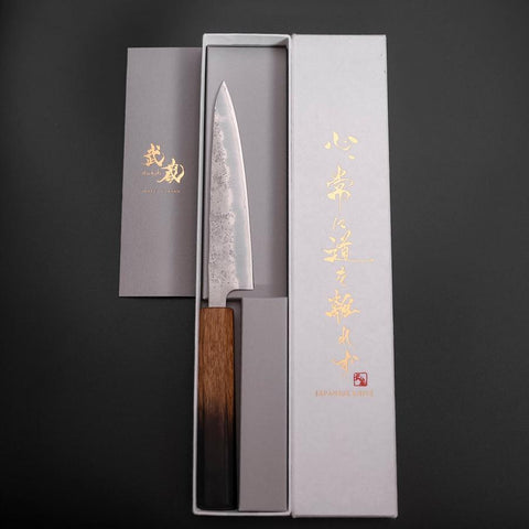 Petty Silver Steel #3 Nashiji Yaki Urushi Handle 135mm (5.3”)-[Musashi]-[Japanese-Kitchen-Knives]