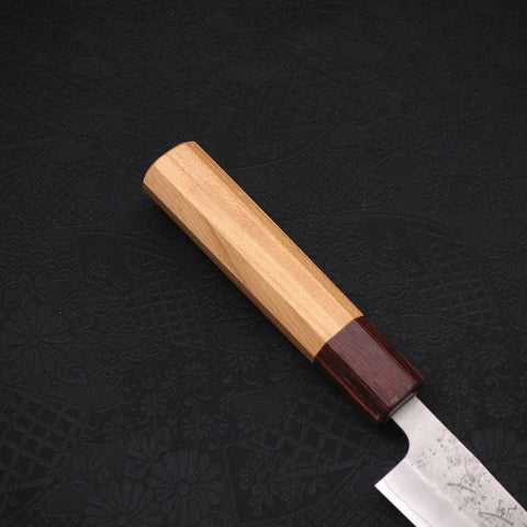 Petty Silver Steel #3 Nashiji Zelkova Handle 140mm (5.5”)-[Musashi]-[Japanese-Kitchen-Knives]