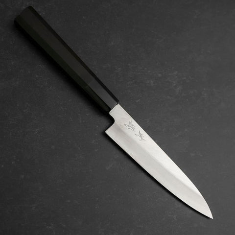 Petty Silver Steel #3 Polished Buffalo Ebony Handle 140mm (5.5”)-[Musashi]-[Japanese-Kitchen-Knives]