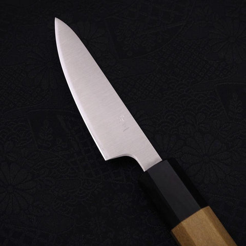 Petty Silver Steel #3 Polished Buffalo Magnolia Handle 80mm (3.1”)-[Musashi]-[Japanese-Kitchen-Knives]