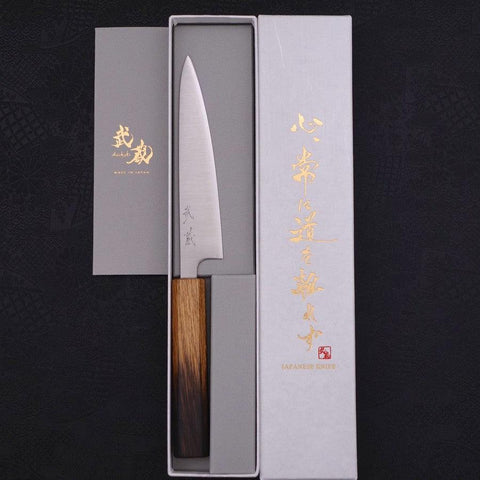 Petty Silver Steel #3 Polished Yaki Urushi Handle 135mm (5.3”)-[Musashi]-[Japanese-Kitchen-Knives]
