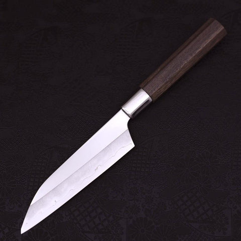 Petty Silver Steel #3 Walnut Ichimatsu Handle 135mm (5.3”)-[Musashi]-[Japanese-Kitchen-Knives]