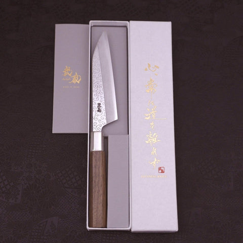 Petty Silver Steel #3 Walnut Karakusa Handle 135mm (5.3”)-[Musashi]-[Japanese-Kitchen-Knives]