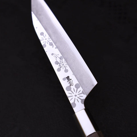 Petty Silver Steel #3 Walnut Kazabana Handle 135mm (5.3”)-[Musashi]-[Japanese-Kitchen-Knives]