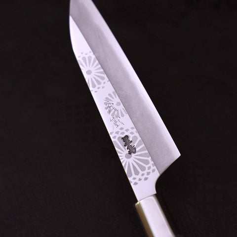 Petty Silver Steel #3 Walnut Kiku Handle 135mm (5.3”)-[Musashi]-[Japanese-Kitchen-Knives]
