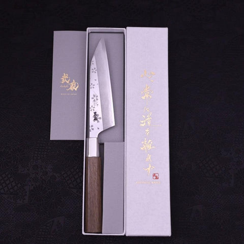 Petty Silver Steel #3 Walnut Sakura Handle 135mm (5.3”)-[Musashi]-[Japanese-Kitchen-Knives]