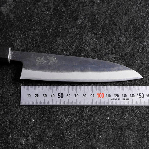 Petty Stainless Clad Blue Steel #2 Kurouchi Green Urushi Handle 150mm (5.9”)-[Musashi]-[Japanese-Kitchen-Knives]