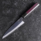 Petty Stainless Clad Blue Steel #2 Kurouchi Purple Urushi Handle 150mm (5.9”)-[Musashi]-[Japanese-Kitchen-Knives]