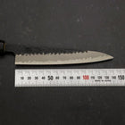 Petty Stainless Clad Blue Super Kurouchi Tsuchime Buffalo Ebony Handle 135mm (5.3”)-[Musashi]-[Japanese-Kitchen-Knives]
